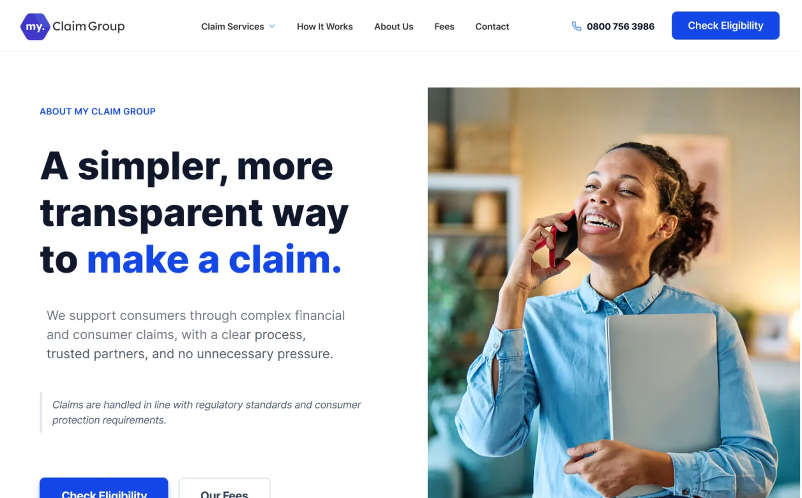 My Claim Group home page concept